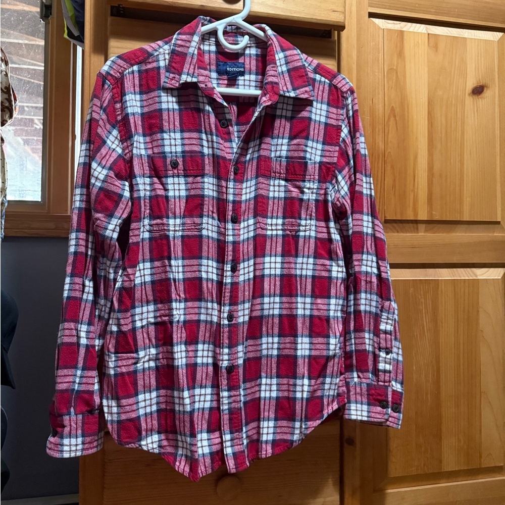 Basic Editions Red and White Plaid Shirt